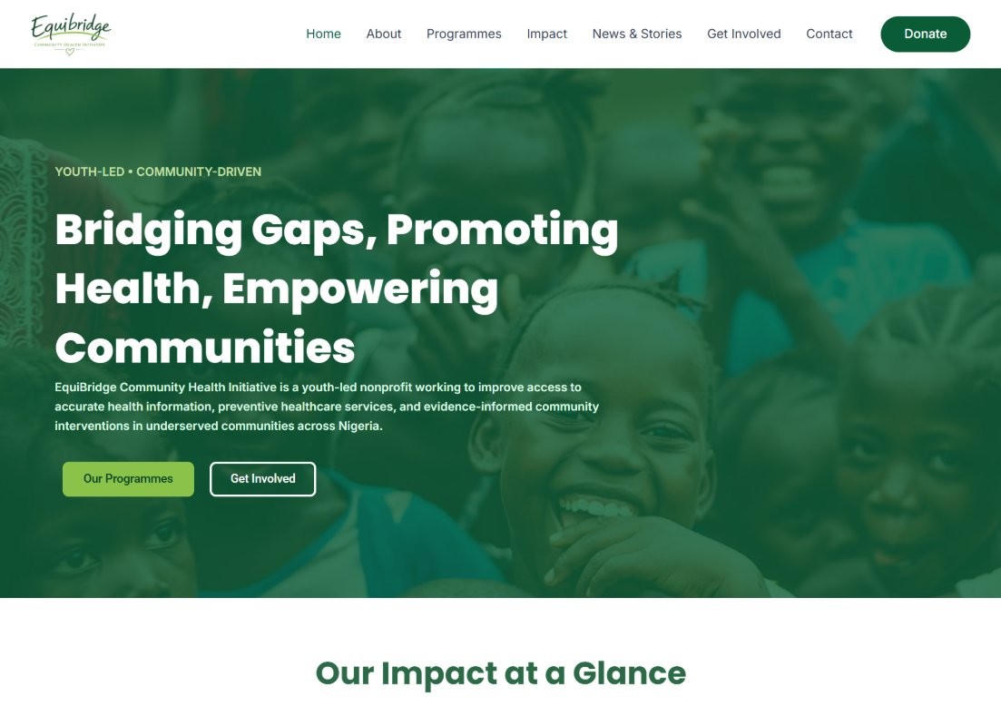 Equibridge homepage hero section