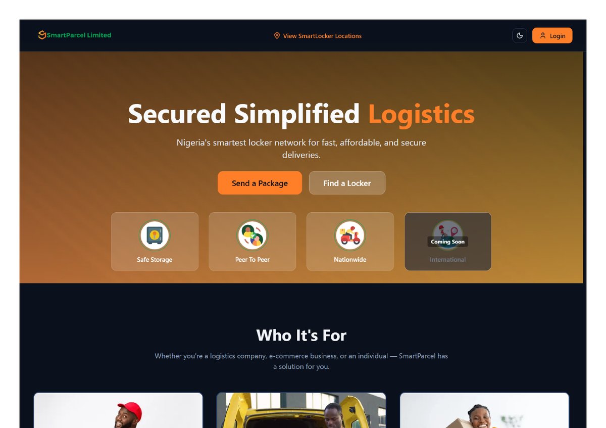 SmartParcel customer app portal for booking and tracking
